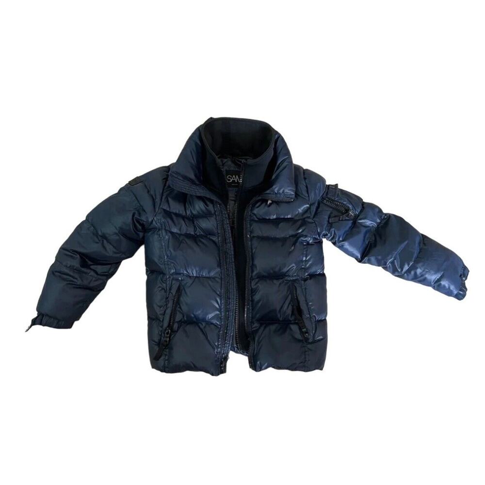 Sam Puffer Down Jacket Boys Size 6 Navy Collared Long Sleeve Full Zip Outdoor